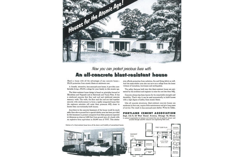 1955: blast-resistant houses Beautiful vintage adverts for home products around the world, 1922: Dominion Linoleum, 1926: Electrolux vacuums, 1920s: pianos, 1931: Neolux light fittings, 1932: solid wood desks, 1937: Carrier air-conditioning units, 1930s: Frigidaire refrigerators, 1942: Bowmans furniture, 1945: Belmont televisions, 1940s: Scotch tape, 1940s: Westinghouse washing machines, 1950: kit homes, 1955: blast-resistant houses, 1957: Admiral televisions, 1957: Grècéram floor tiles, 1950s: WalPaMur paint, 1962: Australuco aluminium, 1963: Bell extension phones, 1967: Edison Electric Institute, 1960s: Georgia-Pacific panelling, 1973: Armstrong floors, 1974: Pioneer speakers, 1970s: Chippy telephone tables, 1986: Sony remote controls, 1980s: Sun dishwasher soap, 1980s: Playmobil home, 1991: Sony Walkman, 1999: Apple iMac computers, 1990s: IKEA blinds