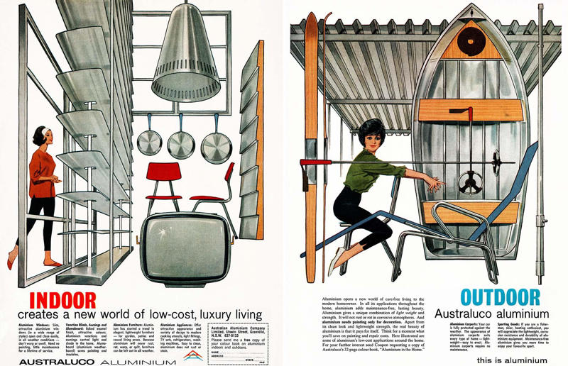 1962: Australuco aluminium Beautiful vintage adverts for home products around the world, 1922: Dominion Linoleum, 1926: Electrolux vacuums, 1920s: pianos, 1931: Neolux light fittings, 1932: solid wood desks, 1937: Carrier air-conditioning units, 1930s: Frigidaire refrigerators, 1942: Bowmans furniture, 1945: Belmont televisions, 1940s: Scotch tape, 1940s: Westinghouse washing machines, 1950: kit homes, 1955: blast-resistant houses, 1957: Admiral televisions, 1957: Grècéram floor tiles, 1950s: WalPaMur paint, 1962: Australuco aluminium, 1963: Bell extension phones, 1967: Edison Electric Institute, 1960s: Georgia-Pacific panelling, 1973: Armstrong floors, 1974: Pioneer speakers, 1970s: Chippy telephone tables, 1986: Sony remote controls, 1980s: Sun dishwasher soap, 1980s: Playmobil home, 1991: Sony Walkman, 1999: Apple iMac computers, 1990s: IKEA blinds