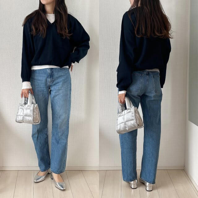 ややショート丈がかわいいセーター, デニムに合わせるだけで可愛い, タックパンツきれいめに, ジャンスカのインナーにもぴったり, 白Tレイヤードも可愛い, リブスカートで上品に, スウェットパンツも上品に, ストレートデニムでスタイルアップ