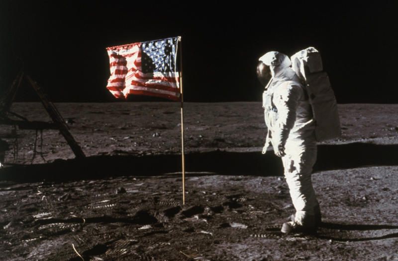 American flags American flags, Lunar Module descent stages, Scientific instruments, Astronaut boots, TV cameras, Gold olive branch, The Fallen Astronaut memorial, Apollo 14’s golf balls, Apollo 12 plaque, Solar Wind Composition Experiment foils, Descent stage ladders, Soviet lunar landers, Spacecraft, Film gear, Gene Cernan’s daughter’s initials, Lunar portable magnetometer
