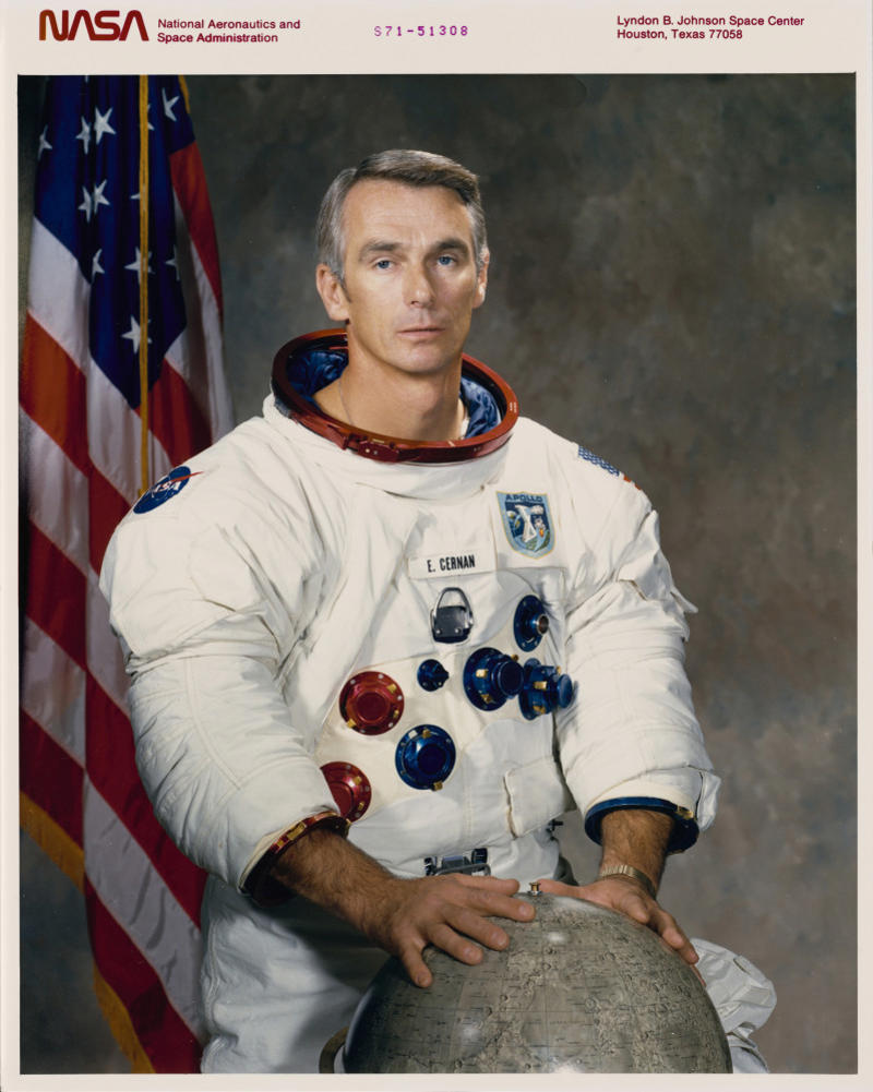 Gene Cernan’s daughter’s initials American flags, Lunar Module descent stages, Scientific instruments, Astronaut boots, TV cameras, Gold olive branch, The Fallen Astronaut memorial, Apollo 14’s golf balls, Apollo 12 plaque, Solar Wind Composition Experiment foils, Descent stage ladders, Soviet lunar landers, Spacecraft, Film gear, Gene Cernan’s daughter’s initials, Lunar portable magnetometer