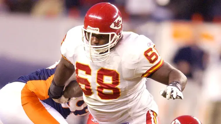 16. Tyreek Hill (2016-2021), 15. Christian Okoye (1987-1993), 12. Jamaal Charles (2008-2016), 8. Buck Buchanan (1963-1975), 6. Will Shields (1993-2006), 3. Tony Gonzalez (1997-2008), 2. Travis Kelce (2013-active)