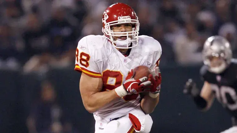16. Tyreek Hill (2016-2021), 15. Christian Okoye (1987-1993), 12. Jamaal Charles (2008-2016), 8. Buck Buchanan (1963-1975), 6. Will Shields (1993-2006), 3. Tony Gonzalez (1997-2008), 2. Travis Kelce (2013-active)