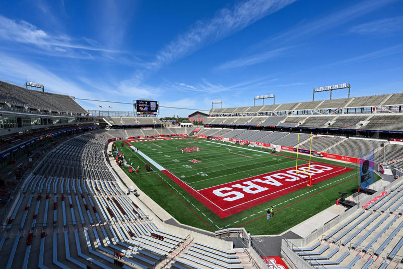 16. David Booth Kansas Memorial Stadium (Kansas Jayhawks), 15. Space City Financial Stadium (Houston Cougars), 14. Nippert Stadium (Cincinnati Bearcats), 13. FBC Mortgage Stadium (UCF Knights), 12. Arizona Stadium (Arizona Wildcats), 11. Mountain America Stadium (Arizona State), 10. McLane Stadium (Baylor Bears), 9. Folsom Field (Colorado Buffaloes), 8. Amon G. Carter Stadium (TCU Horned Frogs), 7. Jack Trice Stadium (Iowa State Cyclones), 6. Milan Puskar Stadium (West Virginia Mountaineers), 5. Rice-Eccles Stadium (Utah Utes), 4. Boone Pickens Stadium (Oklahoma State Cowboys), 3. Jones AT&amp;T Stadium (Texas Tech Red Raiders), 2. Bill Snyder Family Stadium (Kansas State Wildcats), 1. LaVell Edwards Stadium (BYU Cougars)