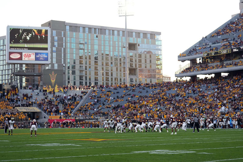 16. David Booth Kansas Memorial Stadium (Kansas Jayhawks), 15. Space City Financial Stadium (Houston Cougars), 14. Nippert Stadium (Cincinnati Bearcats), 13. FBC Mortgage Stadium (UCF Knights), 12. Arizona Stadium (Arizona Wildcats), 11. Mountain America Stadium (Arizona State), 10. McLane Stadium (Baylor Bears), 9. Folsom Field (Colorado Buffaloes), 8. Amon G. Carter Stadium (TCU Horned Frogs), 7. Jack Trice Stadium (Iowa State Cyclones), 6. Milan Puskar Stadium (West Virginia Mountaineers), 5. Rice-Eccles Stadium (Utah Utes), 4. Boone Pickens Stadium (Oklahoma State Cowboys), 3. Jones AT&amp;T Stadium (Texas Tech Red Raiders), 2. Bill Snyder Family Stadium (Kansas State Wildcats), 1. LaVell Edwards Stadium (BYU Cougars)