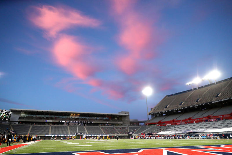 16. David Booth Kansas Memorial Stadium (Kansas Jayhawks), 15. Space City Financial Stadium (Houston Cougars), 14. Nippert Stadium (Cincinnati Bearcats), 13. FBC Mortgage Stadium (UCF Knights), 12. Arizona Stadium (Arizona Wildcats), 11. Mountain America Stadium (Arizona State), 10. McLane Stadium (Baylor Bears), 9. Folsom Field (Colorado Buffaloes), 8. Amon G. Carter Stadium (TCU Horned Frogs), 7. Jack Trice Stadium (Iowa State Cyclones), 6. Milan Puskar Stadium (West Virginia Mountaineers), 5. Rice-Eccles Stadium (Utah Utes), 4. Boone Pickens Stadium (Oklahoma State Cowboys), 3. Jones AT&amp;T Stadium (Texas Tech Red Raiders), 2. Bill Snyder Family Stadium (Kansas State Wildcats), 1. LaVell Edwards Stadium (BYU Cougars)