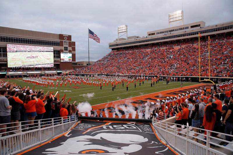 16. David Booth Kansas Memorial Stadium (Kansas Jayhawks), 15. Space City Financial Stadium (Houston Cougars), 14. Nippert Stadium (Cincinnati Bearcats), 13. FBC Mortgage Stadium (UCF Knights), 12. Arizona Stadium (Arizona Wildcats), 11. Mountain America Stadium (Arizona State), 10. McLane Stadium (Baylor Bears), 9. Folsom Field (Colorado Buffaloes), 8. Amon G. Carter Stadium (TCU Horned Frogs), 7. Jack Trice Stadium (Iowa State Cyclones), 6. Milan Puskar Stadium (West Virginia Mountaineers), 5. Rice-Eccles Stadium (Utah Utes), 4. Boone Pickens Stadium (Oklahoma State Cowboys), 3. Jones AT&amp;T Stadium (Texas Tech Red Raiders), 2. Bill Snyder Family Stadium (Kansas State Wildcats), 1. LaVell Edwards Stadium (BYU Cougars)