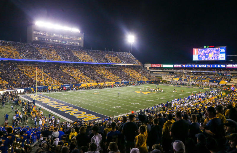 16. David Booth Kansas Memorial Stadium (Kansas Jayhawks), 15. Space City Financial Stadium (Houston Cougars), 14. Nippert Stadium (Cincinnati Bearcats), 13. FBC Mortgage Stadium (UCF Knights), 12. Arizona Stadium (Arizona Wildcats), 11. Mountain America Stadium (Arizona State), 10. McLane Stadium (Baylor Bears), 9. Folsom Field (Colorado Buffaloes), 8. Amon G. Carter Stadium (TCU Horned Frogs), 7. Jack Trice Stadium (Iowa State Cyclones), 6. Milan Puskar Stadium (West Virginia Mountaineers), 5. Rice-Eccles Stadium (Utah Utes), 4. Boone Pickens Stadium (Oklahoma State Cowboys), 3. Jones AT&amp;T Stadium (Texas Tech Red Raiders), 2. Bill Snyder Family Stadium (Kansas State Wildcats), 1. LaVell Edwards Stadium (BYU Cougars)