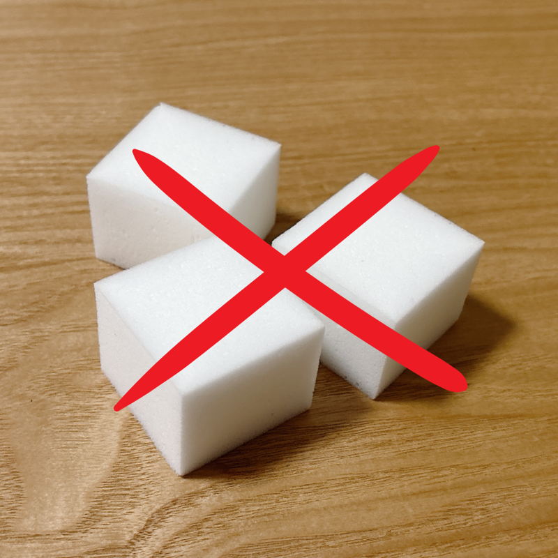 NGその1．冷蔵庫の外側, NGその2．IHクッキングヒーターのガラストップ, NGその3．洗面ボウル, メラミンスポンジは使えない場所に注意