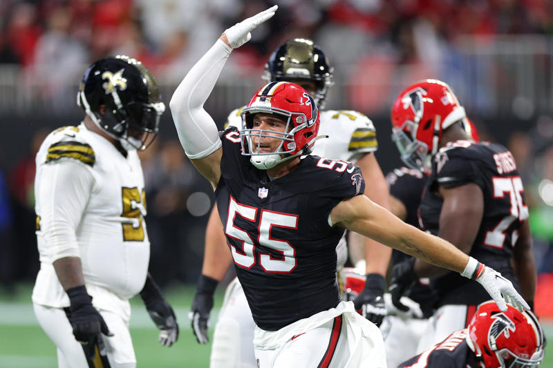 Falcons Quarterback Breakdown, QB Depth Chart (4):, 2025 salary cap hits for Falcons QBs:, Top free agent QBs available:, Predictions/expectations for QBs in 2025:, Falcons Running Back Breakdown, RB Depth Chart (6):, 2025 salary cap hits for Falcons RBs:, Top free agent RBs available:, Predictions/expectations for RBs in 2025:, Falcons Wide Receiver Breakdown, WR Depth Chart (13):, 2025 salary cap hits for Falcons WRs:, Top free agent WRs available:, Predictions/expectations for WRs in 2025:, Falcons Tight End Breakdown, TE Depth Chart (6):, 2025 salary cap hits for Falcons TEs:, Top free agent TEs available:, Predictions/expectations for TEs 2025, Falcons Offensive Tackle Breakdown, Left Tackle Depth Chart:, Right Tackle Depth Chart:, 2025 salary cap hits for Falcons OTs:, Top free agent OTs available:, Predictions/expectations for OTs in 2025:, Falcons Offensive Guard Breakdown, Left Guard Depth Chart:, Right Guard Depth Chart:, 2025 salary cap hits for Falcons guards:, Top free agent guards available:, Predictions/expectations for OGs in 2025:, Falcons Center Breakdown, Center Depth Chart:, 2025 salary cap hits for Falcons centers:, Top free agent centers available:, Predictions/expectations for centers in 2025:, Falcons Defensive Line Breakdown, NT depth chart:, LDE depth chart:, RDE depth chart:, 2025 salary cap hits for Falcons DL:, Top free agent DL available:, Predictions/expectations for DL in 2025:, Falcons Outside Linebacker Breakdown, ROLB depth chart:, LOLB depth chart:, 2025 salary cap hits for Falcons OLBs:, Top free agent OLBs available:, Predictions/expectations for OLBs in 2025:, Falcons Inside Linebacker Breakdown, Right ILB depth chart:, Left ILB depth chart:, 2025 salary cap hits for Falcons ILBs:, Top free agent ILBs available:, Predictions/expectations for Falcons ILBs in 2025:, Falcons Cornerback Breakdown, RCB depth chart:, LCB depth chart:, NCB depth chart:, 2025 salary cap hits for Falcons CBs:, Top free agent CBs available:, Predictions/expectations for Falcons CBs in 2025:, Falcons Safety Breakdown, FS depth chart:, SS depth chart:, 2025 salary cap hits for Falcons safeties:, Top free agent safeties available:, Predictions/expectations for 2025: