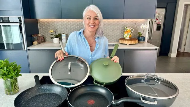 'I'm done with cheap and flimsy models', 1) Hexclad Hybrid Deep Sauté Pan with Lid, £139, 2) Eaziglide Neverstick3 Professional Aluminium Non-Stick Casserole, £90, 3) Our Place Always Pan, £125, 4) Tefal Emotion Frying Pan, £30, 5) Salter Megastone Fry Pan, £19.99