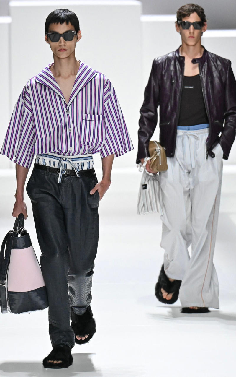 Models present creations by Dolce & Gabbana for the Menswear Ready-to-wear Spring-Summer 2026 collection