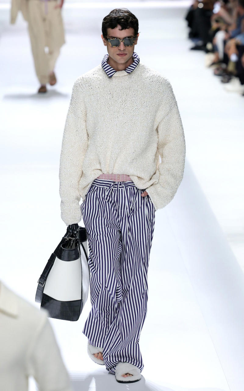 A model walks the runway at the Dolce & Gabbana fashion show during the Milan Menswear Spring/Summer 2026 Fashion Week