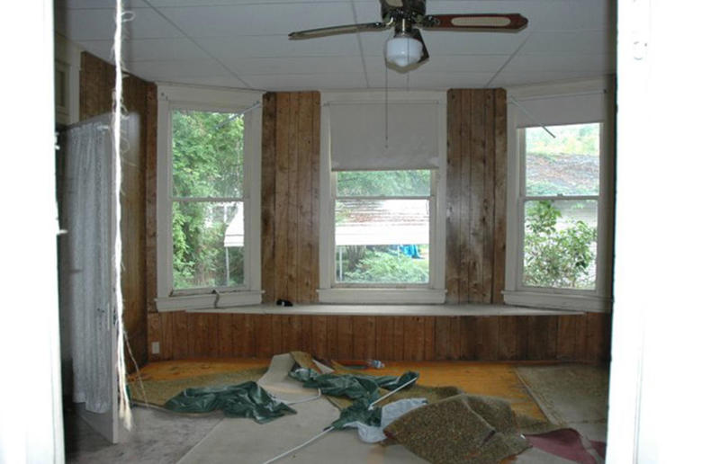 Before: the bedroom The resurrection of a ruined home, A restoration journey, Finding a fixer-upper, Buying a teardown, The house today, Before: the porch, After: the porch, Before: the hallway, After: the hallway, Before: the living room, After: the living room, Before: the bedroom, After: the bedroom, Before: the bathroom, After: the bathroom, Before: the dining room, After: the dining room, After: the kitchen, Getting their hands dirty, What's next?