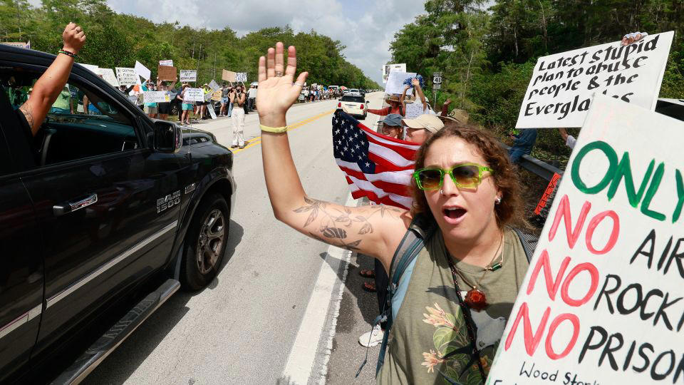 An Everglades ‘Alcatraz’, Immigrant rights activists decry ‘dehumanizing’ facility, DeSantis promises ‘zero impact’ on environment. Advocates are skeptical, Tribal members are ‘standing up for our home’
