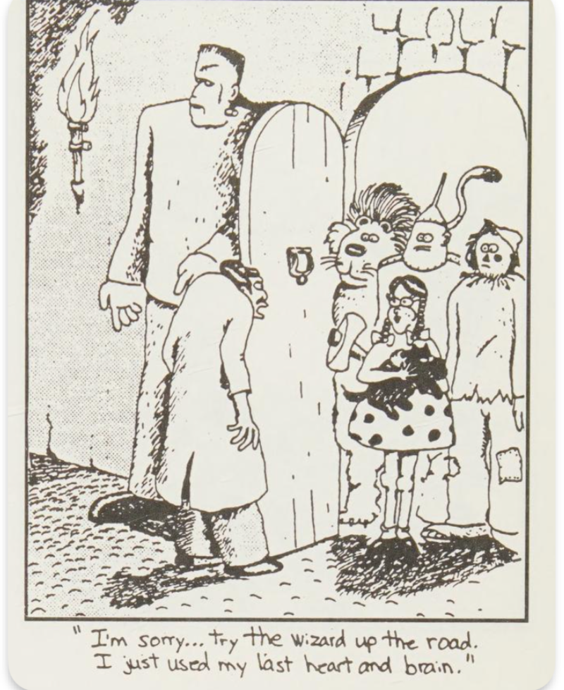             The First Step Into The Far Side        ,             Humans Are Strange        ,             Stone Age Graffiti        ,             Snails Reflect The Issues Of Married Life        ,             Everyone Has Their Superstitions        ,             The Far Side of OZ        ,             Monsters Are Hiding Everywhere        ,             Dragons Grab A Quick Snack        ,             Human Beings Are Not Special        ,             Gary Larson Brings Readers to The Far Side        
