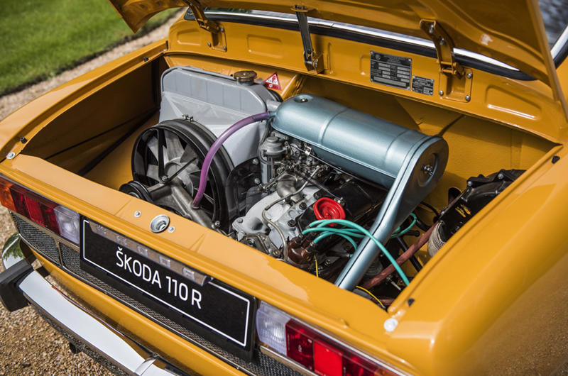 Škoda 110R (cont.) Business up front, party in the back, 1. Volkswagen Beetle, Volkswagen Beetle (cont.), 2. Renault 4CV, Renault 4CV (cont.), 3. Tucker 48, Tucker 48 (cont.), 4. Porsche 356, Porsche 356 (cont.), 5. Denzel 1300, Denzel 1300 (cont.), 6. Tatra 603, Tatra 603 (cont.), 7. Škoda 110R, Škoda 110R (cont.), 8. Alpine A110, Alpine A110 (cont.), 9. Amphicar Model 770, Amphicar Model 770 (cont.), 10. Hino Contessa Sprint, Hino Contessa Sprint (cont.), 11. Abarth 595, Abarth 595 (cont.), 12. Hillman Imp, Hillman Imp (cont.), 13. Ginetta G15, Ginetta G15 (cont.), 14. Porsche 911 RS 2.7, Porsche 911 RS 2.7 (cont.), 15. Suzuki Whizzkid, Suzuki Whizzkid (cont.)