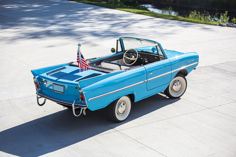 Amphicar Model 770 (cont.) Business up front, party in the back, 1. Volkswagen Beetle, Volkswagen Beetle (cont.), 2. Renault 4CV, Renault 4CV (cont.), 3. Tucker 48, Tucker 48 (cont.), 4. Porsche 356, Porsche 356 (cont.), 5. Denzel 1300, Denzel 1300 (cont.), 6. Tatra 603, Tatra 603 (cont.), 7. Škoda 110R, Škoda 110R (cont.), 8. Alpine A110, Alpine A110 (cont.), 9. Amphicar Model 770, Amphicar Model 770 (cont.), 10. Hino Contessa Sprint, Hino Contessa Sprint (cont.), 11. Abarth 595, Abarth 595 (cont.), 12. Hillman Imp, Hillman Imp (cont.), 13. Ginetta G15, Ginetta G15 (cont.), 14. Porsche 911 RS 2.7, Porsche 911 RS 2.7 (cont.), 15. Suzuki Whizzkid, Suzuki Whizzkid (cont.)