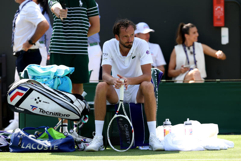 WIMBLEDON 2025 - DAY 1 LATEST UPDATES, GAME AND SECOND SET! *Jacob Fearnley 4-6, 1-6 Joao Fonseca, Jacob Fearnley 4-6, 1-5 Joao Fonseca*, Carlos Alcaraz 7-5 6-7 (5-7) 1-1 Fabio Fognini*, *Carlos Alcaraz 7-5 6-7 (5-7) 1-0 Fabio Fognini, Arthur Fery into the second round, SET! Carlos Alcaraz 7-5 6-7 (5-7) Fabio Fognini, Carlos Alcaraz 7-5 6-6 (5-6) Fabio Fognini*, BREAK! Jacob Fearnley 4-6, 0-2 Joao Fonseca*, Elsewhere at Wimbledon, *Carlos Alcaraz 7-5 6-6 (3-6) Fabio Fognini, *Carlos Alcaraz 7-5 6-6 (2-4) Fabio Fognini, Carlos Alcaraz 7-5 6-6 (1-2) Fabio Fognini*, Carlos Alcaraz 7-5 6-6 Fabio Fognini*, GAME AND FIRST SET: Jacob Fearnley 4-6 Joao Fonseca*, *Jacob Fearnley 4-5 Joao Fonseca, *Carlos Alcaraz 7-5 5-5 Fabio Fognini, Carlos Alcaraz 7-5 5-5 Fabio Fognini*, Stefanos Tsitsipas retires injured in Wimbledon first round, *Carlos Alcaraz 7-5 4-5 Fabio Fognini, Carlos Alcaraz 7-5 4-4 Fabio Fognini*, BREAK! Carlos Alcaraz 7-5 5-4 Fabio Fognini*, *Carlos Alcaraz 7-5 4-3 Fabio Fognini, Carlos Alcaraz 7-5 4-2 Fabio Fognini*, BREAK! *Carlos Alcaraz 7-5 3-2 Fabio Fognini, Carlos Alcaraz 7-5 2-2 Fabio Fognini*, *Carlos Alcaraz 7-5 1-2 Fabio Fognini, Elsewhere at Wimbledon, Carlos Alcaraz 7-5 1-1 Fabio Fognini*, *Carlos Alcaraz 7-5 0-1 Fabio Fognini, Carlos Alcaraz 7-5 0-0 Fabio Fognini*, SET! Carlos Alcaraz 7-5 Fabio Fognini, BREAK! *Carlos Alcaraz 6-5 Fabio Fognini, Daniil Medvedev is out, Carlos Alcaraz 5-5 Fabio Fognini*, Aryna Sabalenka into the second round, *Carlos Alcaraz 4-5 Fabio Fognini, Aryna Sabalenka into the second round, Carlos Alcaraz 4-4 Fabio Fognini*, *Aryna Sabalenka 6-1, 6-5 Carson Branstine, *Carlos Alcaraz 3-4 Fabio Fognini, Britwatch, *Carlos Alcaraz 3-3 Fabio Fognini, Why Wimbledon is desperate for top billing in the Alcaraz-Sinner arms race, Seeds in trouble…, *Carlos Alcaraz 2-3 Fabio Fognini, Carlos Alcaraz 2-2 Fabio Fognini*, *Carlos Alcaraz 1-2 Fabio Fognini, Carlos Alcaraz 1-1 Fabio Fognini*, *Carlos Alcaraz 0-1 Fabio Fognini, Tearful Ons Jabeur retires at Wimbledon through injury, Carlos Alcaraz 0-0 Fabio Fognini*, Carlos Alcaraz heads onto Centre Court, Oliver Tarvet gives his post match reaction, Tarvet win could take him to Centre Court, Tarvet defeats Riedi in straight sets!, Ons Jabeur explains decision to retire, BREAK! Oliver Tarvet 6-4 6-4 5-3 Leandro Riedi, 'I want to see how far I can go this week', Sonay Kartal beats Jelena Ostapenko!, Sonay Kartal 7-5, 2-6 5-1 Jelena Ostapenko*, BREAK! *Sonay Kartal 7-5, 2-6 5-0 Jelena Ostapenko, Sonay Kartal 7-5, 2-6 4-0 Jelena Ostapenko*, BREAK! *Sonay Kartal 7-5, 2-6 3-0 Jelena Ostapenko, Ons Jabeur retires!, Sonay Kartal 7-5, 2-6 1-0 Jelena Ostapenko, BREAK! *Sonay Kartal 7-5, 2-6 1-0 Jelena Ostapenko, Sonay Kartal 7-5, 2-6 Jelena Ostapenko*, Oliver Tarvet 6-4 6-4 Leandro Riedi, *Sonay Kartal 7-5, 2-5 Jelena Ostapenko, *Sonay Kartal 7-5, 1-4 Jelena Ostapenko, *Sonay Kartal 7-5, 0-3 Jelena Ostapenko, GAME AND FIRST SET: Sonay Kartal 7-5 Jelena Ostapenko*, BREAK! *Sonay Kartal 6-5 Jelena Ostapenko, First set to Oliver Tarvet, Sonay Kartal 5-5 Ostapenko*, BREAK! *Sonay Kartal 4-5 Jelena Ostapenko, Sonay Kartal 3-5 Jelena Ostapenko*, *Sonay Kartal 2-5 Jelena Ostapenko, Wimbledon - men's singles winner odds:, From San Diego to Wimbledon: meet Britain’s college hotshot Oliver Tarvet, When does play begin?, When is Carlos Alcaraz playing his first round match at Wimbledon?, Day 1 - Order of Play, Monday 30 June , How to watch Wimbledon on TV, What is the TV schedule on Monday 30 June?, Why these underdogs can stun Wimbledon’s biggest stars once again, Why Wimbledon is desperate for top billing in the Alcaraz-Sinner arms race, Jack Pinnington Jones: From carpooling with Jack Draper to reaching Wimbledon, DAY 1 ORDER OF PLAY - TOP 4 COURTS, Dan Evans admits things got desperate but sees ‘great incentive’ at Wimbledon, How much do players earn round-by-round?, When is Emma Raducanu playing?, Novak Djokovic refuses to rule out ‘last dance’ ahead of Wimbledon 2025, Carlos Alcaraz ‘super excited’ for Emma Raducanu dream team, When is Carlos Alcaraz playing?