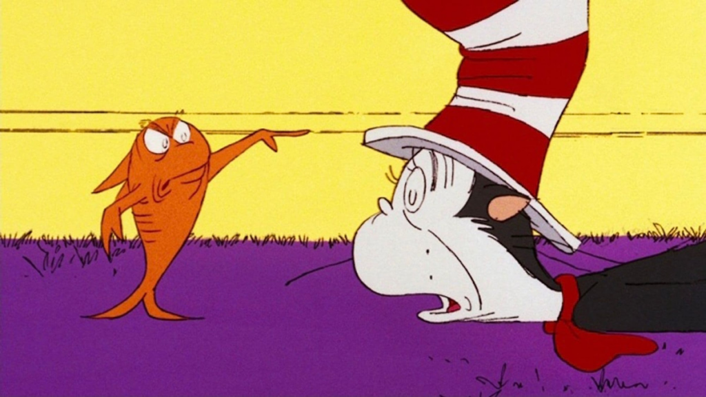 #9: The Cat in the Hat (1971) #1: The Phantom Tollbooth (1970), #3: Robin Hood (1973), #4: The Rescuers (1977), #6: The Hobbit (1977), #7: Winnie the Pooh and Tigger Too (1974), #9: The Cat in the Hat (1971), #10: Raggedy Ann & Andy: A Musical Adventure (1977), #12: Race for Your Life, Charlie Brown (1977), #13: Journey Back to Oz (1972), #15: Oliver & Company (1988), #16: The Fox and the Hound (1981), #18: The Land Before Time (1988), #19: The Black Cauldron (1985), #21: An American Tail (1986), #22: Mickey’s Christmas Carol (1983)