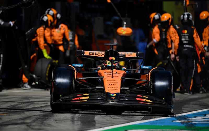 04:31 PM BST, McLaren one-two, 04:31 PM BST, Norris on top in Austria, 04:24 PM BST, McLaren team principal Andrea Stella talking to Sky Sports, 04:20 PM BST, Great day for the Kiwi, 04:17 PM BST, Max Verstappen speaking to Sky Sports, 04:12 PM BST, Champagne time, 04:10 PM BST, Podium time, 04:08 PM BST, Joy for Norris, 04:05 PM BST, The thoughts of Kimi Antonelli, 03:59 PM BST, Quotes from Charles Leclerc, who finished third, 03:58 PM BST, The thoughts of Oscar Piastri, who finished second, 03:57 PM BST, Constructors’ standings, 03:55 PM BST, Lando Norris speaks after winning the Austrian GP, 03:54 PM BST, Victory for Norris in Austria, 03:52 PM BST, Top five in the drivers’ standings after Austria, 03:49 PM BST, Karun Chandhok on Sky Sports, 03:47 PM BST, Top five, 03:46 PM BST, First points, 03:42 PM BST, Lando Norris wins the Austrian Grand Prix, 03:41 PM BST, Lap 70 of 70, 03:40 PM BST, Lap 69 of 70, 03:38 PM BST, Lap 68 of 70, 03:37 PM BST, Lap 67 of 70, 03:35 PM BST, Lap 65 of 70, 03:33 PM BST, Lap 63 of 70, 03:31 PM BST, Lap 61 of 70, 03:29 PM BST, Lap 60 of 70, 03:27 PM BST, Lap 58 of 70, 03:25 PM BST, Lap 56 of 70, 03:25 PM BST, Lap 54 of 70, 03:21 PM BST, Lap 53 of 70, 03:19 PM BST, Lap 51 of 70, 03:18 PM BST, Lap 50 of 70, 03:17 PM BST, Lap 49 of 70, 03:14 PM BST, Lap 47 of 70, 03:12 PM BST, Lap 45 of 70, 03:11 PM BST, Lap 44 of 70, 03:08 PM BST, Lap 41 of 70, 03:05 PM BST, Lap 39 of 70, 03:01 PM BST, Lap 36 of 70, 02:59 PM BST, Lap 34 of 70, 02:57 PM BST, Lap 32 of 70, 02:54 PM BST, Lap 29 of 70, 02:52 PM BST, Lap 27 of 70, 02:51 PM BST, Lap 26 of 70, 02:50 PM BST, Lap 25 of 70, 02:49 PM BST, Lap 24 of 70, 02:45 PM BST, Lap 22 of 70, 02:44 PM BST, Lap 21 of 70, 02:42 PM BST, Lap 19 of 70, 02:41 PM BST, Lap 18 of 70, 02:39 PM BST, Lap 17 of 70, 02:37 PM BST, Lap 15 of 70, 02:35 PM BST, Lap 14 of 70, 02:34 PM BST, Lap 12 of 70, 02:33 PM BST, Lap 11 of 70, 02:29 PM BST, Lap 8 of 70, 02:27 PM BST, Lap 6 of 70, 02:24 PM BST, Lap 4 of 70, 02:22 PM BST, Lap 3 of 70, 02:20 PM BST, Verstappen out of the race, 02:18 PM BST, Go, go, go!, 02:15 PM BST, Take two, 02:11 PM BST, Very hot, 02:08 PM BST, Game over, 02:03 PM BST, 02:00 PM BST, Formation lap, 01:55 PM BST, Five-minute klaxon, 01:54 PM BST, A reminder of the starting grid, 01:52 PM BST, Hot, hot, hot!, 01:50 PM BST, A slightly pessimistic Max Verstappen talking to Sky Sports, 01:48 PM BST, Hulk in the house, 01:46 PM BST, Jurgen at the Grand Prix, 01:41 PM BST, Last five winners around this circuit, 01:37 PM BST, 01:35 PM BST, Potential epicentre of the action, 01:32 PM BST, Karun Chandhok on Sky Sports, 01:29 PM BST, Lando Norris speaking to Sky, 01:22 PM BST, Pit lane open, 01:20 PM BST, Karun Chandhok on Sky Sports, 01:18 PM BST, Your starting grid for today, 01:15 PM BST, New contract for Austria, 01:08 PM BST, No Vassuer, 01:05 PM BST, Top five in the constructors’ standings, 01:00 PM BST, Top five in the drivers’ standings, 12:55 PM BST, Who will take victory in the Styrian Hills?