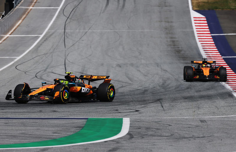 F1 AUSTRIAN GRAND PRIX - LATEST UPDATES, Time for the podium!, Oscar Piastri, who finished P2:, Lando Norris after finishing first:, Charles Leclerc, after coming home P3:, Oscar Piastri:, Lando Norris:, TOP-10 IN THE AUSTRIAN GP, Lando Norris wins the Austrian Grand Prix, Final lap, Norris' gap to Piastri now 1.7 seconds (Lap 69/70), Lando Norris is pushing (Lap 66/70), Lando Norris on team radio (Lap 62/70), Norris's gap to Piastri closing (Lap 60/70), Franco Colapinto receives penalty (Lap 58/70), Oscar Piastri pits (Lap 54/70), Lando Norris pits (Lap 53/70), Lewis Hamilton pits (Lap 51/70), Charles Leclerc pits (Lap 50/70), Piastri closing the gap (Lap 43/70), Norris in control (Lap 40/70), TOP-10 AFTER 35/70 LAPS, Tsunoda-Colapinto collide, Austrian Grand Prix, Lewis Hamilton pits (Lap 26/70), Charles Leclerc pits (Lap 26/70), Oscar Piastri pits (Lap 25/70), Piastri now leads (Lap 22/70), Piastri almost collides with Norris (Lap 20/70), George Russell pits (Lap 19/70), Norris keeping his composure (Lap 17/70), Leclerc told to lift and coast, Piastri backs off a bit (Lap 14/70), Norris and Piastri swap first place (Lap 12/70), Norris thwarting challenge of Piastri, VIDEO: Verstappen and Antonelli crash, Oscar Piastri duelling with Lando Norris (Lap 6/70), Safety car heads in, Antonelli at fault, Max Verstappen is out!, Lights out!, Formation lap No 2, George Russell on team radio:, FIA UPDATE, Carlos Sainz's car catches fire!, FIA: Aborted start!, Carlos Sainz is stuck on the start line!, A reminder of the starting grid for the Austrian GP:, Austrian Grand Prix:, Liam Lawson, who starts P6, Gabriel Bortoleto, who starts an impressive P8:, Oscar Piastri, who starts P3:, Time for the Austrian national anthem!, Karun Chandhok on Max Verstappen's P7 start:, Lando Norris, speaking this morning ahead of the race:, Driver standings heading into this weekend:, Austrian GP winner - race odds:, Bernie Ecclestone on Max Verstappen:, Lando Norris on his 'best lap of the year', Starting grid for the Austrian GP:, Lewis Hamilton reacts to ‘significant’ social media abuse F1 drivers face, F1 constructor standings after 10 races:, List of team upgrades in Austria:, What time is the Austrian GP?, Toto Wolff on a potential Russell-Verstappen line-up, Ferrari team principal Fred Vasseur to miss Austrian GP, F1 extends Austrian GP deal to 2041, Toto Wolff on a potential Russell-Verstappen line-up, Lando Norris after qualifying P1 on Saturday:, RED BULL RING - FACTS:, Ferrari boss Fred Vasseur ahead of the Austrian GP weekend:, Allocated tyre compounds in Austria:, Lewis Hamilton on Ferrari upgrades:, Verstappen teams up with different race engineer in Austria, Irish teen Alex Dunne after finishing P4 in FP1 for McLaren yesterday:, Driver standings heading into this weekend:, Carlos Sainz, after qualifying just P19:, FIA on grass fires which caused Q2 red flag:, Oscar Piastri, who qualified P3:, Confirmation of the final qualifying results from the FIA:, What time is the Austrian GP?, Lando Norris after qualifying P1:, TOP-10 IN QUALIFYING, Charles Leclerc, in P2:, Gasly spun in the final corner!, Lando Norris on pole position!, Final laps in Q3, George Russell noted for an unsafe release:, Lando Norris on provisional pole!, Q3 underway, Alex Albon out in Q2!, Cars heading out on track!, FIA UPDATE, RED FLAG, Norris quickest early on!, Leclerc quickest so far, Q2 underway!, Carlos Sainz: