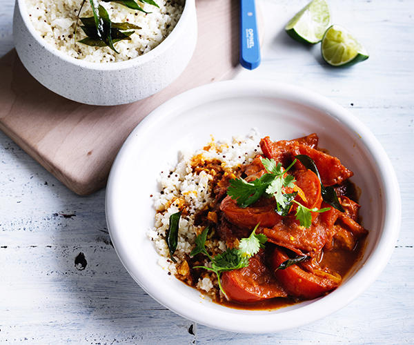 The best curry recipes to work your way through in 2025, Chiang Mai chicken curry , Beef and potato Massaman curry , Korean cauliflower curry , Palisa Anderson’s sour orange fish curry , Kerala-style prawn curry with cauliflower rice , Sri Lankan fish curry , Summer tomato curry with cauliflower rice , Dosas with coconut lentil curry , Roasted cauliflower curry with lime and coriander , Sunda’s fish curry with cucumber salad and coriander chutney , Palisa Anderson’s gaeng keow wan gai (Thai green chicken curry) , Avani’s lamb curry , Ohn no khao swè (Burmese curry chicken noodle soup) , O Tama Carey’s Sri Lankan crab curry , Moreton Bay bug curry with mango , Snapper curry with green beans and coriander , Eggplant and pineapple curry , Mussel curry with pineapple and potato rösti , Helly Raichura’s Mughlai lamb curry (kosha mangsho)