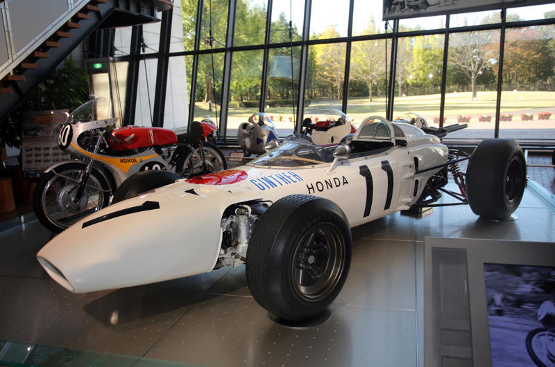 Honda RA272 F1 car (1965) Curtiss Special (1924), Honda S360 (1962), Honda S500 (1963), Honda S800 (1968), Honda N360 (1967), Honda 1300 (1969), Honda 1300 Coupe S (1970), Honda Civic (1972), Honda Civic Country estate car (1980), Honda RA272 F1 car (1965), Honda P800 Pick-Up (1966), Honda Z (1970), Honda Life Step Van (1972), Honda Electro Gyrocator (1981), Honda Ballade Sports CR-X (1983), Honda Beat (1991), Honda Insight (1999), Honda Legend (1985), Honda Dream D (1949), Honda RA series of F1 cars (1964-68), Spirit Honda 201C (1983), Williams FW09 (1984), Williams FW11 (1986), Honda Indy 500 winner (2004), Honda RA106 (2006), Honda NSX Le Mans (1995), Motorcycle racing hall