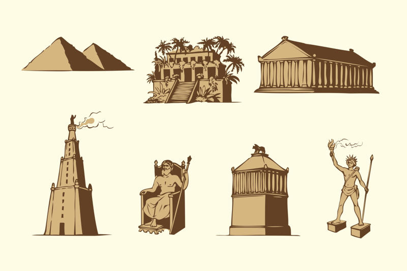 Opening doors, Ancient lists, A brief overlap, A wonder of utilitarian brilliance, A new structure, An architectural marvel, Temple of Artemis at Ephesus, The grand temple, Colossus of Rhodes, A fallen giant, The god of Olympia, A workshop’s memory, Ingenious irrigation, A competing theory, An eternal monument