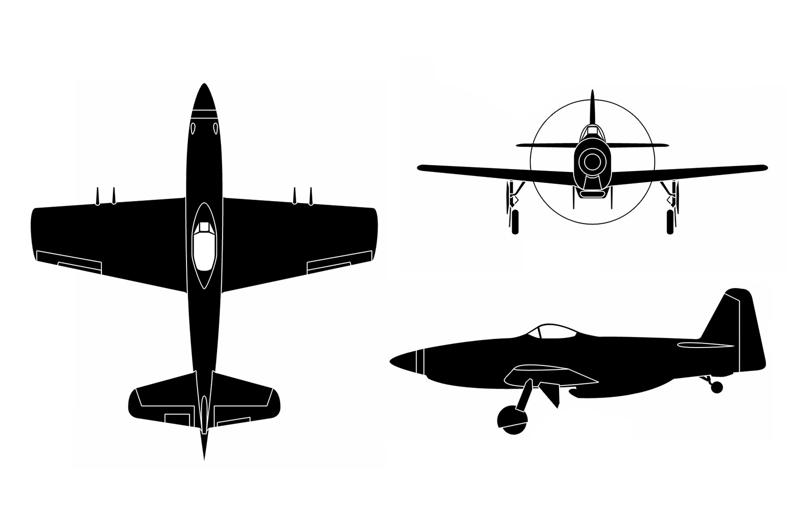 9: Martin-Baker MB5 10: Martin-Baker MB3, 9: Martin-Baker MB5, 8: Miles M.20, 7: Douglas XB-42 Mixmaster, 6: Dornier Do 335, 5: Focke-Wulf Fw 187, 6: Focke-Wulf Fw 187, 4: Polikarpov I-185, 3: Beechcraft XA-38 Grizzly, 2: Grumman F5F ‘Skyrocket’, 1: Heinkel He 100