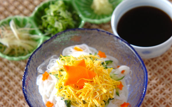 星がかわいい！ 七夕の日のそうめん, 七夕ジャージャー素麺, 七夕のお絵かきジュレ素麺, 梅おろしのせ七夕素麺