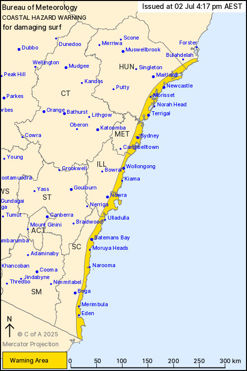 Key Points, Power to most houses to be restored tonight, energy company says, Mapped: Flood watches and warnings today, Entire NSW coastline under coastal hazard warning as dangerous surf continues, Photos: Waterlogging and fallen trees after heavy rain and winds batter NSW, SES responds to thousands of incidents as flash flooding threat grows, Repeated flooding likely to worsen, experts warn, Victoria border communities on watch as storm threatens to shift south, Travel chaos continues as 55 domestic flights cancelled, Low pressure system seen off the coast of NSW, Flood warnings issued for parts of Sydney, Power restored to 30,000 customers, thousands still in the dark, Authorities warn of higher number of emergency calls, What is a ‘bomb cyclone’?, More than 29,000 homes still without power, Severe weather to persist on Wednesday, forecasters say, 140 Sydney flights cancelled amid wild weather; travel insurance warning issued, Which direction is the coastal low heading?, Watch: Coastal residents told to 'evacuate now', Single runway operation begins at Sydney airport, Weather system expected to shift offshore on Wednesday, Qantas cancels arrival celebrations in Sydney for longest commercial flight, Climate change and warm oceans may be fuelling storm intensity, Summary: Here's what you need to know about the storm hitting Australia, Emergency services deployed as storm damage mounts, Over 20 road closures as storm wreaks havoc on NSW transport, Full story: Australia flights cancelled as bomb cyclone hits New South Wales, Power outages climb to 30,000 as storm batters NSW, Video: Wind gusts and large swells in Sydney, Ferries and trains suspended as storm causes major transport chaos in NSW, Mapped: Areas under rainfall and wind warning, Fallen trees spark car crashes on NSW coast, Tens of thousands without power as storm lashes NSW coast, Photos: Large swells seen at beaches, Severe weather to persist tomorrow, easing by Friday, forecasters say, Flights cancelled as storm disrupts Sydney Airport, 'Sheer size' of system is 'enormous', minister says, Emergency evacuations underway on Central Coast as storm batters coastline, 'Stay indoors’ warning as bomb cyclone pummels Australia’s east coast, Sydney Airport down to single runway as winds batter flights