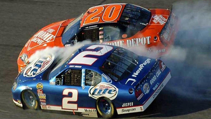 15. Joey Logano vs. Denny Hamlin – Martinsville (2019), 14. Kyle Busch vs. Kevin Harvick – Darlington (2011), 13. Brad Keselowski vs. Matt Kenseth – Charlotte (2014), 12. Tony Stewart vs. Joey Logano – Fontana (2013), 11. Ricky Rudd vs. Rusty Wallace – North Wilkesboro (1990), 10. Kyle Busch vs. Dale Earnhardt Jr. Fans – Richmond (2008), 9. Jeff Gordon vs. Brad Keselowski – Texas (2014), 8. Tony Stewart vs. Kurt Busch – Dover (2005), 7. Kyle Busch vs. Ron Hornaday – Texas Truck Race (2011), 6. Cale Yarborough vs. Donnie Allison (with Bobby Allison) – Daytona 500 (1979), 5. Jeff Gordon vs. Clint Bowyer’s Crew – Phoenix (2012), 4. Kevin Harvick vs. Greg Biffle – Bristol (2002), 3. Denny Hamlin vs. Chase Elliott Fans – Pocono (2023), 2. Kurt Busch vs. Jimmy Spencer – Michigan (2003), 1. Jeff Gordon vs. Jeff Burton – Texas (2010)