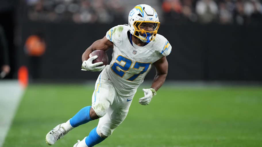 4. Isiah Pacheco, Kansas City Chiefs, 3. J.K. Dobbins, Denver Broncos, 2. Omarion Hampton, Los Angeles Chargers, 1. Ashton Jeanty, Las Vegas Raiders