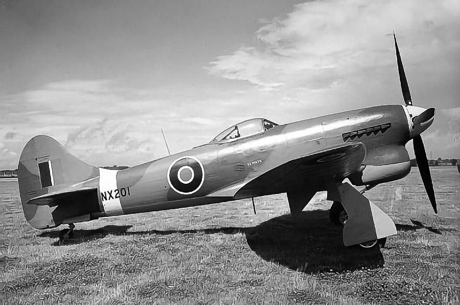 10: Gloster Gladiator, 9: Martin-Baker MB5, 8: Boulton Paul Defiant, 7: Westland Whirlwind, 6: Hawker Typhoon, 5: Bristol Beaufighter, 4: De Havilland Mosquito, 3: Hawker Hurricane, 2: Supermarine Spitfire, 1: Hawker Tempest