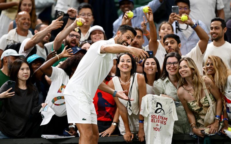 Novak Djokovic poses with fans Leslie Mann, Jordyn Blum and Dave Grohl, Dominic Cooper, Wimbledon spectators, Tom Daley, Guests on day three Wimbledon, Graeme Le Saux, Wimbledon guest with umbrella, Guests at Wimbledon, Sheila Hodgson and Roy Hodgson, Cate Blanchett and June Blanchett, Cate Blanchett, Rebel Wilson, Russell Crowe, Alexander Armstrong, Richard E. Grant, Jason Isaacs, Novak Djokovic poses with fans, Judy Murray, Mathew Horne, Princess Beatrice, Eddie and Hannah Redmayne, Eddie Redmayne, David Beckham, David Beckham Gareth Southgate, Dame Joanna Lumley, Princess Beatrice of York and Sarah Ferguson, Duchess of York, Katherine Waterston, Omari Douglas, Jackie Stewart, Sir Trevor McDonald, Clara Amfo, Lord Frederick Windsor, Peter Salmon and Sarah Lancashire, Kimberly Wyatt, Lady Gabriella Kingston, Raff Law and Rosa Ramirez, Isla Fisher, Laura Whitmore, Jessica Alba and her daughter Honor Warren, Denise Lewis, Maria Sharapova, Miquita Oliver, Angellica Bell, Angela Scanlon, Chris O'Dowd and Dawn O' Porter, Jade Holland Cooper, Richard Osman and his wife Ingrid, Rochelle and Marvin Humes, Cliff Richard