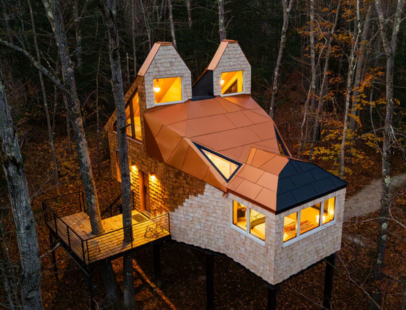 The Mill House, Ponta Delgada, Portugal, Hobbit House, Sanger, California , River Forest Lookout in Blue Ridge, Georgia, Apple Ridge Farm Caboose, Copper Hill, Virginia , Forest Prescription in Dahlonega, Georgia, The Haines Shoe House, Yorkana, Pennsylvania, Houseboat in Baurech, France, My Old Kentucky Dome, Mount Washington, Kentucky , The Sonoma Spyglass, Sebastopol, California, The Mountain Yurt, Emigrant, Montana, Architectural Wonder in the Woods, Rhinebeck, New York, Unique and Secluded Airship, Drimnin, Scotland , Liveable Sculpture Condo, Rome, Italy , The Library at Camp Arden, Loon, New York, The Copper Fox Treehouse, Pownal, Maine , The Bloomhouse, Austin, Texas , Fairytale House, San Juan Teotihuacán, Mexico, Darkhorse Recording, Franklin, Tennessee, Shipwreck Stay, Salmon, Idaho , Luxe Chic Tiny Home, Williams, Arizona
