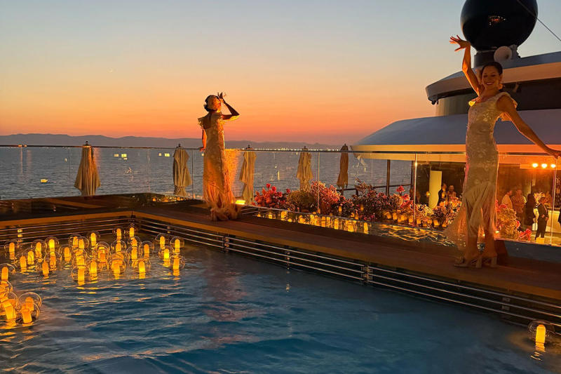 Every room is a suite., There are 5 restaurants and 7 bars (but no buffet)., With a Miro and a Matisse, it's like a museum on deck., Every guest was sent a party theme and a dress code., Ricky Martin is a fan. 
