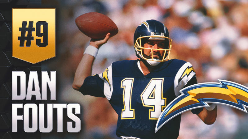 10. Donovan McNabb, 9. Dan Fouts, 8. Steve McNair, 7. Carson Palmer, 6. Warren Moon, 5. Fran Tarkenton, 4. Jim Kelly, 3. Matt Ryan, 2. Phillip Rivers, 1. Dan Marino