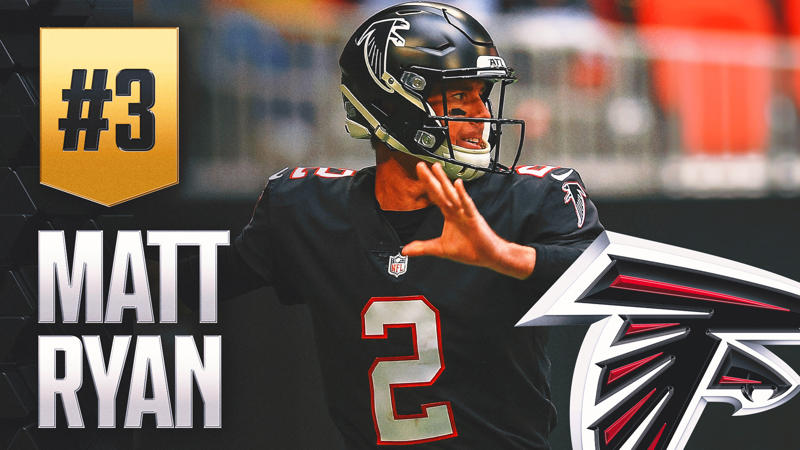 10. Donovan McNabb, 9. Dan Fouts, 8. Steve McNair, 7. Carson Palmer, 6. Warren Moon, 5. Fran Tarkenton, 4. Jim Kelly, 3. Matt Ryan, 2. Phillip Rivers, 1. Dan Marino