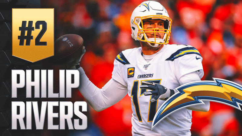 10. Donovan McNabb, 9. Dan Fouts, 8. Steve McNair, 7. Carson Palmer, 6. Warren Moon, 5. Fran Tarkenton, 4. Jim Kelly, 3. Matt Ryan, 2. Phillip Rivers, 1. Dan Marino