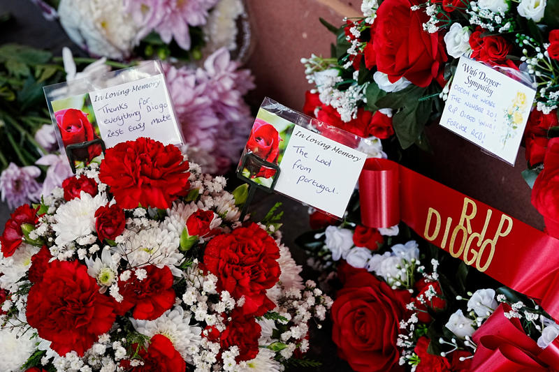 Key points, Jota's teammates pay tribute, Diogo Jota's career timeline, 'I will always remember your smile' says Darwin Nunez, Police confirm no other vehicles involved in crash, Pictured: Where Jota and Silva crashed in Spain, Rayner describes Jota's death as 'absolutely heartbreaking' as she visits Anfield, Local authorities issue statement on Jota and Silva's deaths, Liverpool LeBron James reacts to Jota's death, Watch: Starmer pays tribute to Jota after Liverpool player's death, Jota and brother's boyhood club pay tribute amid 'pain and disbelief', Steven Gerrard sends condolences to Jota's loved ones at 'incredibly sad time', Starmer pays tribute to Jota after ‘devastating’ news, Portuguese Football Federation statement in full after deaths of Jota and Silva, Jamie Carragher 'in state of shock' after Jota's death, Manchester United sends 'deepest condolences' to Jota's and brother's loved ones, Jota's former club Wolves 'heartbroken' at 'adored' player's death, Pictured: Liverpool fans pay tribute to Jota, Everyone at Everton 'deeply saddened' by deaths of Jota and brother, Pictured: Floral tributes to Jota laid at Anfield Stadium, Watch: Lisa Nandy pays tribute to Diogo in House of Commons, Mapped: Where Jota and his brother crashed in Spain, Livepool 'absolutely heartbroken' at Jota's death, Brothers' car caught fire due to burst tyre, initial investigations suggest, UEFA says European football community 'deeply saddened at Diogo Jota's tragic passing', Manchester City 'shocked and saddened' at Diogo Jota's death, ‘Devastated’ FA sends condolences to Jota’s loved ones and teammates, Liverpool FC 'devastated' at Diogo Jota’s death, Diogo Jota's heartbreaking final social media post on his wedding revealed, Carragher pays tribute to Jota, Jota recently married partner, Watch: Diogo Jota dies in car accident aged 28, FIFPRO 'deeply saddened' by deaths of Jota and brother, Sporting CP sends condolences, UK culture secretary pays tribute to Jota, No other vehicles involved in crash, FC Porto send condolences, Tributes come in for Jota, Gary Neville pays tribute to Jota, Spanish Guardia Civil statement, Jota married his partner 11 days ago, Portuguese Prime Minister says Jota death 'tragic', Portguese Football Federation confirm Jota death, Diogo Jota tragically passes away, Emergency services confirm car crash, Diogo Jota passes away in car accident aged 28