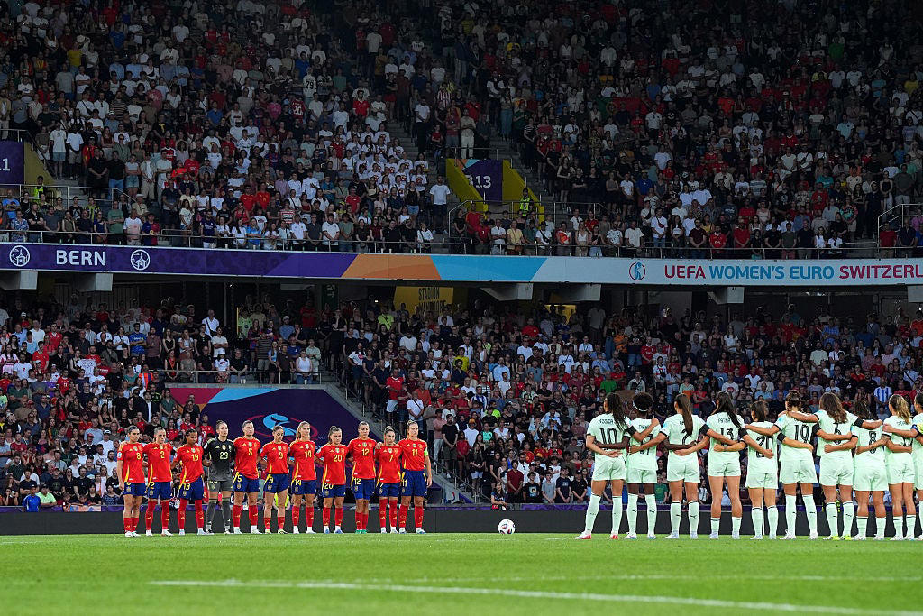 Euro 2025: Latest scores and updates, 'Thank you for everything Diogo Jota', FULL TIME! Spain 5-0 Portugal, GOAL! Spain 5-0 Portugal, Spain 4-0 Portugal, Spain 4-0 Portugal, Spain 4-0 Portugal, Spain 4-0 Portugal, Half time: Spain 4-0 Portugal, HALF TIME! Spain 4-0 Portugal, GOAAAAL! Spain 4-0 Portugal, GOOOAL! Spain 3-0 Portugal, Spain 2-0 Portugal, Spain 2-0 Portugal, Spain 2-0 Portugal, GOOOOOAL! Spain 2-0 Portugal, GOOOOOAL! Spain 1-0 Portugal, Spain v Portugal: Moment of silence for Diogo Jota, Spain v Portugal, Uefa confirm moment of silence before Euro 2025 games, Portugal fans pay tribute to Diogo Jota at Euro 2025 game, Spain vs Portugal: Team news as Aitana Bonmati on the bench, ‘They stole it from us’: How Spain can reclaim their moment, Lionesses 'shocked' by Diogo Jota's death, FULL TIME! Belgium 0-1 Italy, Belgium 0-1 Italy, Portuguese Football Federation's tribute to Diogo Jota, GOAL! Belgium 0-1 Italy, Portugal's Jessica Silva pays heartfelt tribute to Diogo Jota, Euro 2025: Tributes paid to Diogo Jota, Good evening