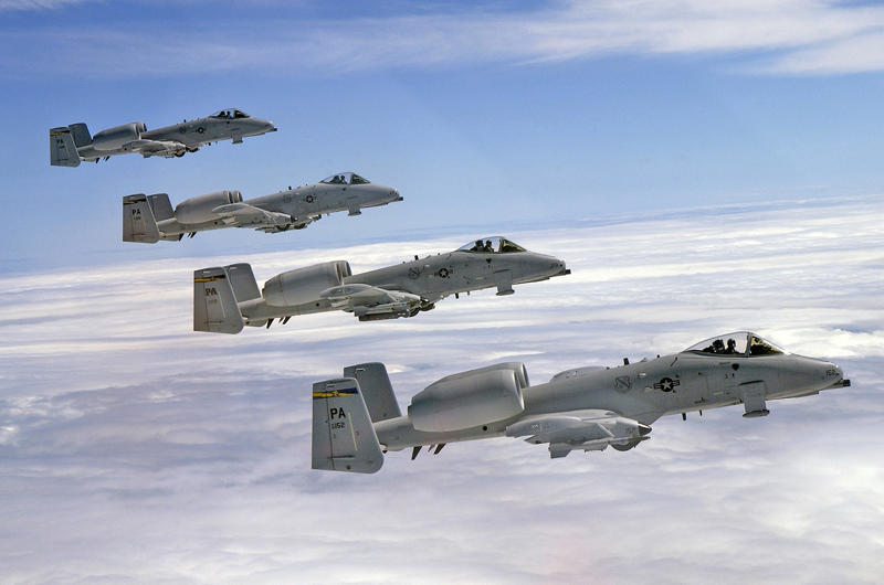 3: A-10 Thunderbolt II 10. de Havilland Mosquito (1940), 10: de Havilland Mosquito, 9: Republic P-47 Thunderbolt (1941), 9: Republic P-47 Thunderbolt, 8: Boeing B-17 Flying Fortress (1938), 8: Boeing B-17 Flying Fortress, 7: Douglas C-47/DC-3 (1935), 7: Douglas C-47/DC-3, 6: Mil Mi-24 ‘Hind’ (1969), 6: Mil Mi-24 'Hind', 5: Avro Shackleton (1949), 5: Avro Shackleton, 4: Grumman F-14 Tomcat (1970), 4: Grumman F-14 Tomcat, 3: A-10 Thunderbolt II, 3: F-4 Phantom II, 3: C-130 Hercules, 2: Tupolev Tu-95 ‘Bear’ (1952), 2: Tupolev Tu-95 'Bear', 1: Boeing B-52 Stratofortress (1952)