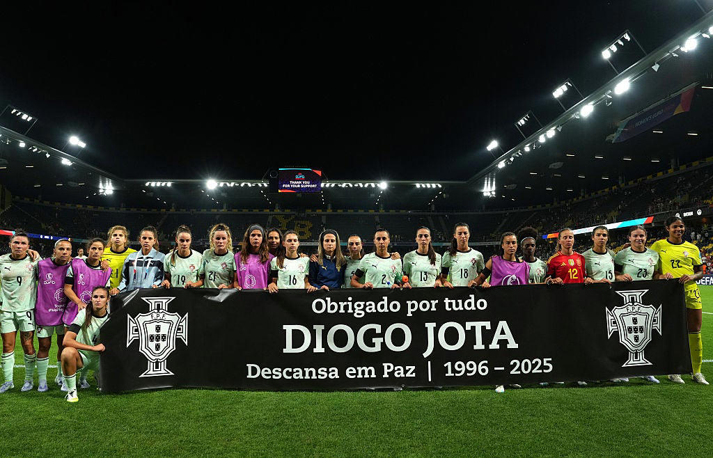 Euro 2025: Latest scores and updates, 'Thank you for everything Diogo Jota', FULL TIME! Spain 5-0 Portugal, GOAL! Spain 5-0 Portugal, Spain 4-0 Portugal, Spain 4-0 Portugal, Spain 4-0 Portugal, Spain 4-0 Portugal, Half time: Spain 4-0 Portugal, HALF TIME! Spain 4-0 Portugal, GOAAAAL! Spain 4-0 Portugal, GOOOAL! Spain 3-0 Portugal, Spain 2-0 Portugal, Spain 2-0 Portugal, Spain 2-0 Portugal, GOOOOOAL! Spain 2-0 Portugal, GOOOOOAL! Spain 1-0 Portugal, Spain v Portugal: Moment of silence for Diogo Jota, Spain v Portugal, Uefa confirm moment of silence before Euro 2025 games, Portugal fans pay tribute to Diogo Jota at Euro 2025 game, Spain vs Portugal: Team news as Aitana Bonmati on the bench, ‘They stole it from us’: How Spain can reclaim their moment, Lionesses 'shocked' by Diogo Jota's death, FULL TIME! Belgium 0-1 Italy, Belgium 0-1 Italy, Portuguese Football Federation's tribute to Diogo Jota, GOAL! Belgium 0-1 Italy, Portugal's Jessica Silva pays heartfelt tribute to Diogo Jota, Euro 2025: Tributes paid to Diogo Jota, Good evening