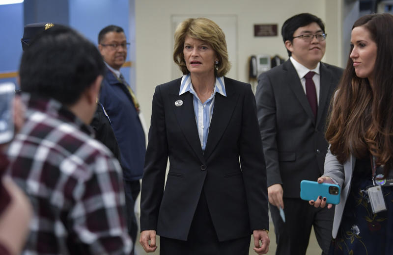Senator Murkowski arriving for Trump’s impeachment trial Senator Lisa Murkowski speaking at a hearing, Statue of William Seward near Alaska Capitol, Senator Murkowski during Doug Burgum’s nomination hearing, Senator Murkowski arriving for Trump’s impeachment trial, Senator Murkowski questioning Secretary Haaland, Senator Murkowski at a budget hearing with Secretary Haaland, Senator Murkowski entering Senate chambers for trial