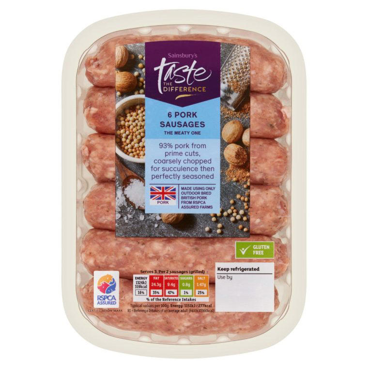1. Tesco Finest 4 Signature Pork Sausages, £4, 2. Sainsbury’s Taste the Difference 6 Pork Sausages, £3, 3. Morrison’s The Best 6 Thick Cumberland Sausages, £3.25, 4. Aldi Specially Selected 6 Classic Pork Sausages, £2.49, 5. Essential Waitrose 8 British Pork Sausages, £2.15, 6. No. 1 Waitrose British Free Range 6 Pork Sausages, £4.75, 7. Waitrose Summer 6 Pork Sausages, £4, 8. Waitrose Duchy Organic 6 Free Range British Pork Sausages, £5.35, 9. Heck 97% 6 Pork Sausages, ASDA, £3.18, 10. Morrison’s The Best 6 Pork & Caramelised Onion Sausages, £3.25, 11. Finnebrogue Naked 6 Pork Sausages, Ocado, £3.50, 12. Tesco Finest 10 Pork Sausages, £4.15