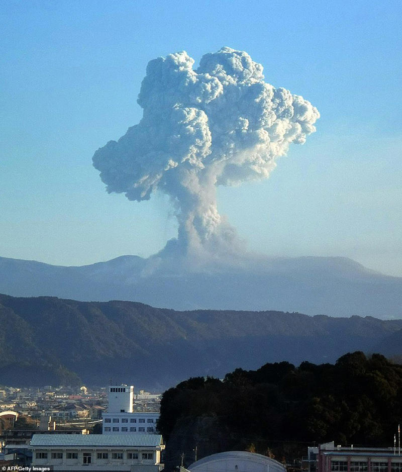 Japan's Shinmoedake volcano erupts sending ash plume skyward
