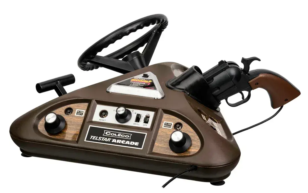1. Coleco Telstar 1. Coleco Telstar, 2. The Bell Picturephone, 3. The Magnavox Odyssey, 4. The Sony Walkman, 5. The Eight-Track Tape Player, 6. The Clapper, 7. Mattel Electronic Football, 8. The Clairol Pretty Power Hair Dryer, 9. The Speak & Spell, 10. The HP-35, 11. The Pulsar Time Computer, 12. The Laserdisc, 13. The Kodak Pocket Instamatic 110, 14. The Atari Pong Console, 15. The VHS Recorder, 16. The CB Radio, 17. Betamax, 18. The Sebring-Vanguard City Car, 19. The Atari 2600