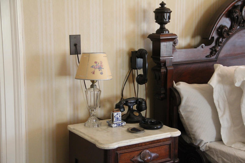 The stables still featured the names of the Roosevelt family's horses., In the Library, Roosevelt met with world leaders and dignitaries., Another guest room was used by his political advisors., Roosevelt was born in the Blue Room on January 30, 1882., Growing up, Roosevelt slept in this bedroom until he married Eleanor in 1905., Roosevelt's bedroom windows featured views of the Hudson River.